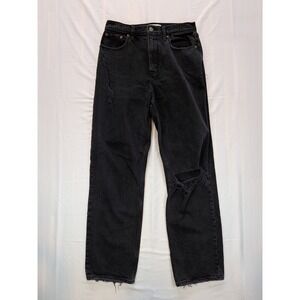 Abercrombie & Fitch 90s Straight Ultra High Rise Distressed Black Jeans 29 8R